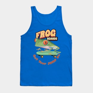 Cute Funny Red Eyed Tree Frog on Skateboard Tank Top